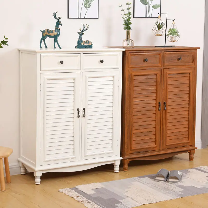 @Shoe cabinet household large-capacity entrance cabinet pure solid wood storage economical multi-layer integrated wall balcony