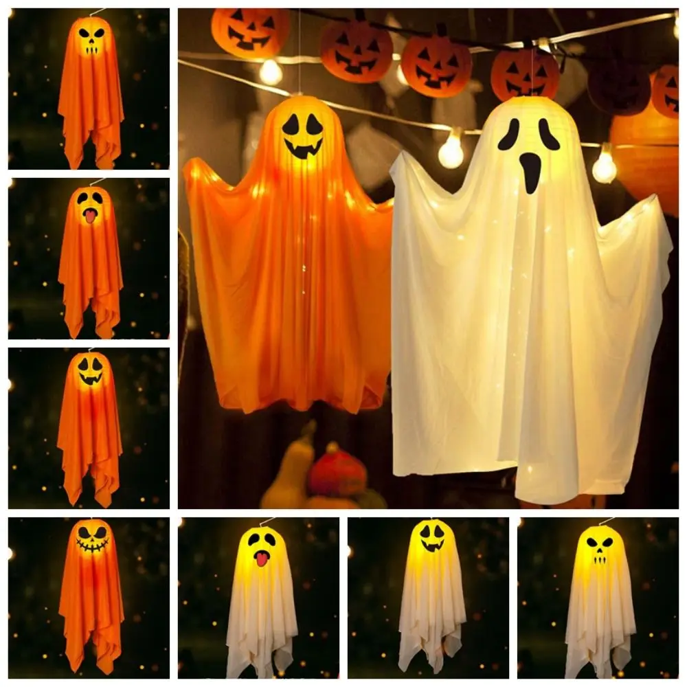 

Portable Light Hanging LED Pumpkin Lantern Expression Glowing Ghost Lantern Luminous Cartoon Ghost Lamp Decor Party