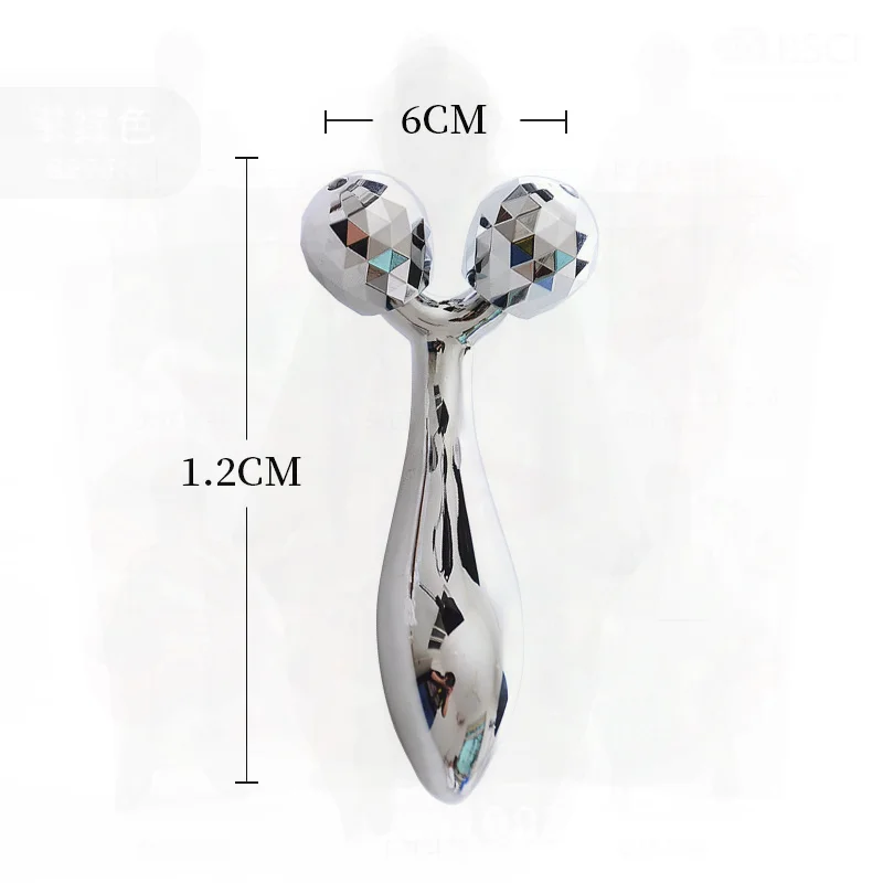 Masażer 3D do twarzy, liftingujący i ujędrniający, roller do masażu twarzy w kształcie litery V, srebrny/czarny metalowy roller do modelowania twarzy.