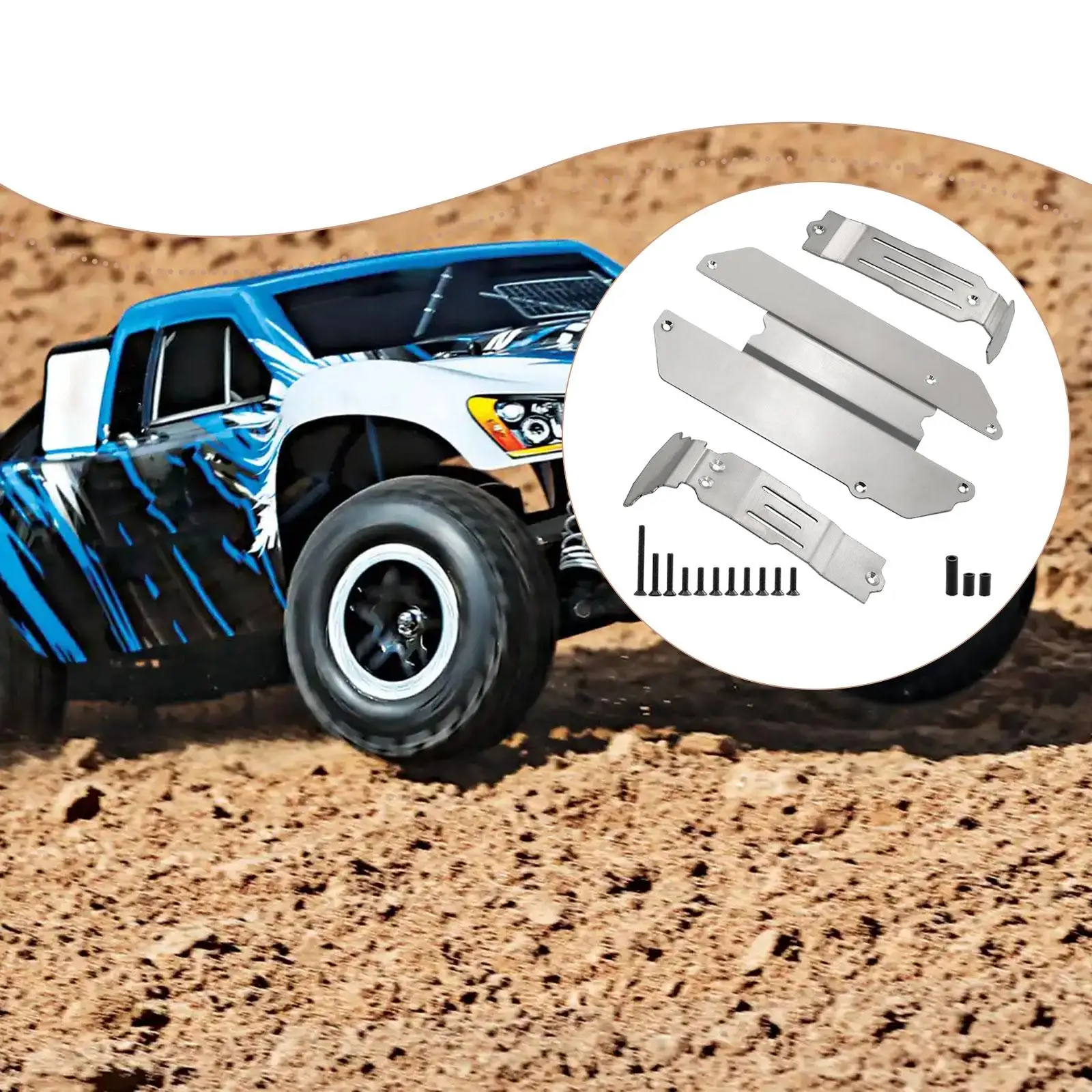 3Pcs Underbody Guard Shield Set Bolt on 108164-1 for Mini 1: 16 RC Crawler Replace Parts Sturdy , for Rugged Terrain
