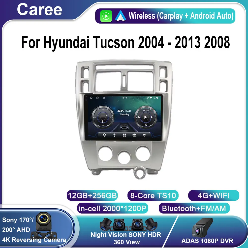 

Android 15 Car Radio for Hyundai Tucson 2004 - 2013 2008 Multimedia Player Carplay Stereo GPS DVD Head Unit WIFI 4G No 2 Din DIN