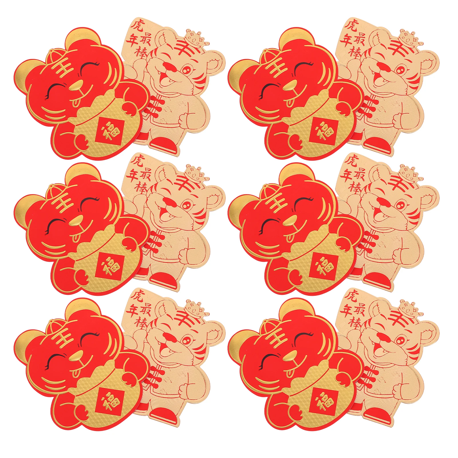 

12pcs 2022 Tiger Year Red Envelopes Chinese New Year Gift Money Packets Holiday Souvenir Commemorative Decoration Bronzing Paper