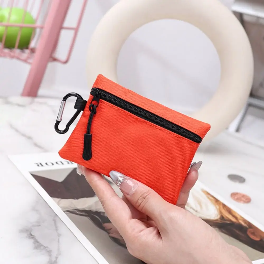 Casual Canvas Coin Purse Zipper Solid Color Key Pouch Ultra Light Mini Size Small Item Bag For Men