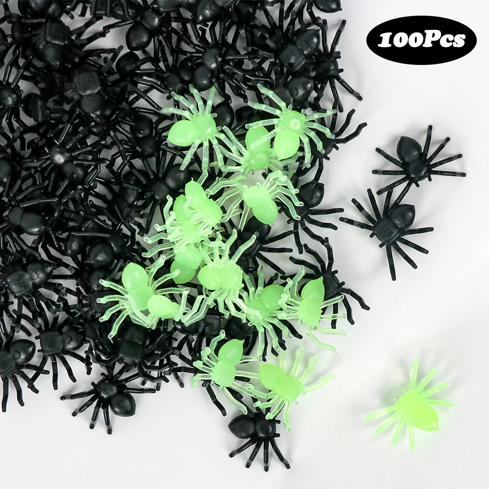 100Pcs/Set Super Real Spider Web Fake Spider Halloween Artificial Terrorist Party Scene Decoration Bar Terrorist House Props