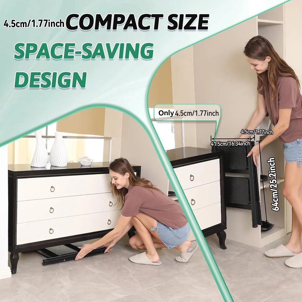 سلم مقعد قابل للطي شديد التحمل - سعة 330 رطلاً، مقعد مطبخ/خزانة غير قابل للانزلاق للبالغين والأطفال، ستيب مدمج