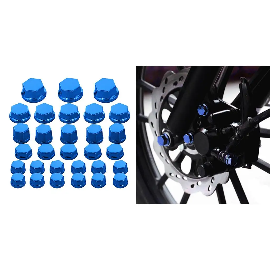 30 قطعة غطاء برغي صامولة الدراجة النارية لياماها لـ Kawasaki Blue