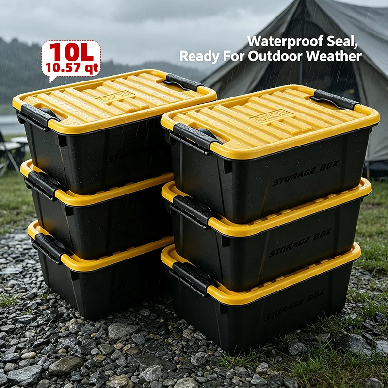 EKOA20L/21QT Heavy Duty Storage Box with Lid, Stackable Plastic Storage Bins for Garage, Closet, Shelf,Workshop