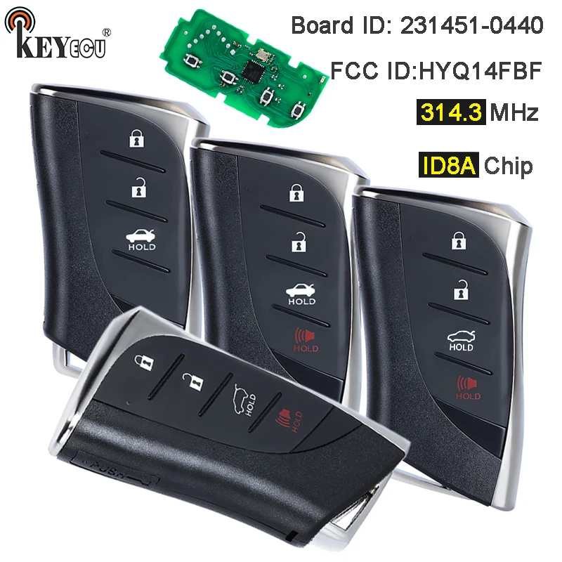 KEYECU 314.3MHz HYQ14FBF Board: 231451-0440 Smart Card Remote Key Fob for Lexus ES350 ES300h ES250 LS500 LS500h UX200 UX250H