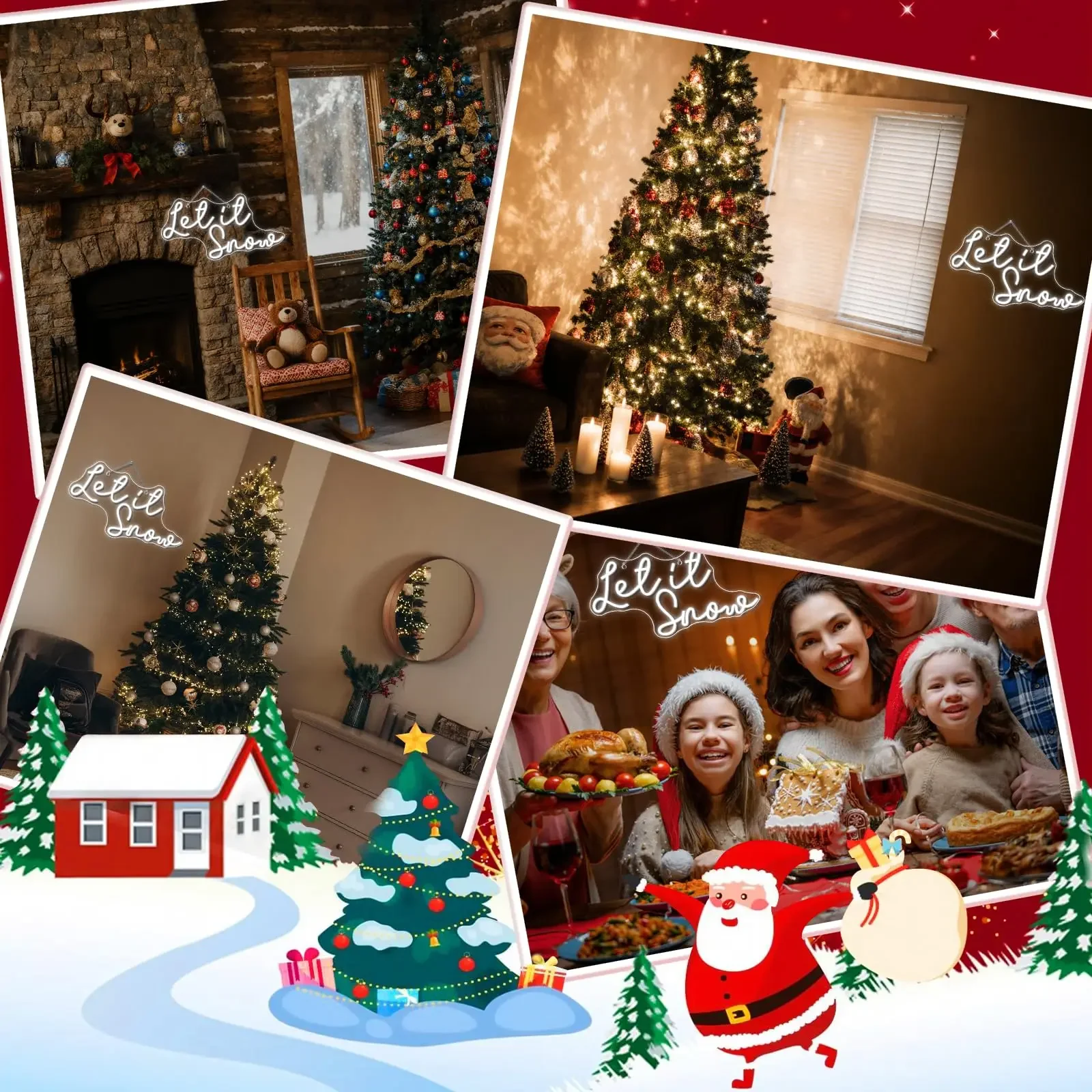 دع ذلك علامات النيون الثلج لديكور الحائط أضواء LED لشريط غرفة الحفلات متجر الشتاء نافذة غرفة نوم الديكور هدايا عيد الميلاد