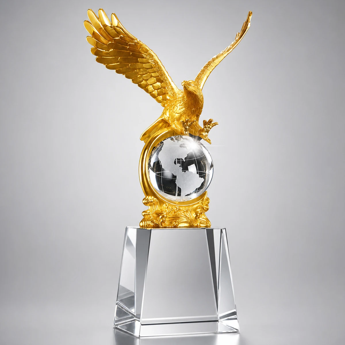 Metal Eagle Trophy Crystal Award Business Cooperation Gift Customizable Free Personalization for Corporate Events