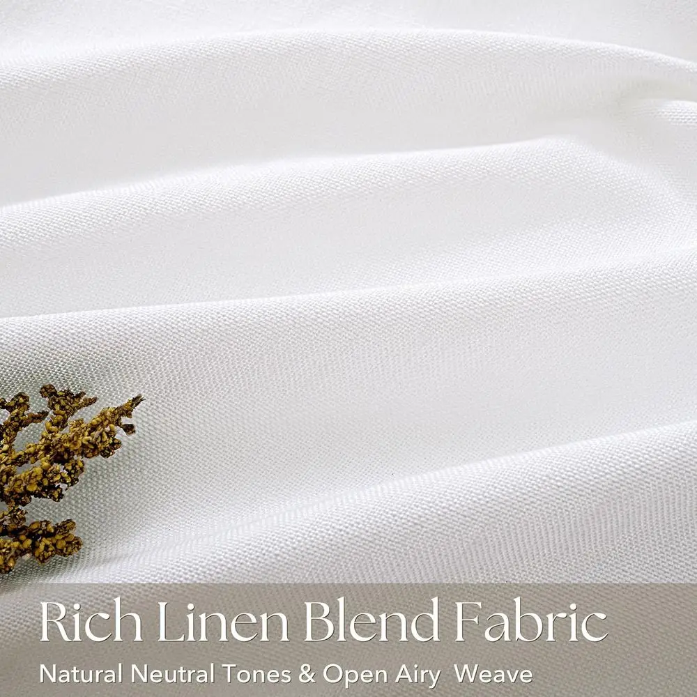 빛을 투과시키는 흰색 린넨 핀치 플리츠 커튼, 72인치 길이, 현대적인 해안풍 침실 장식을 위한 반투명 커튼