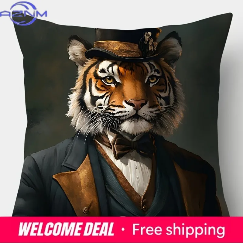 Fancy Animal Portraits PillowcasesLiving room sofa cushion cover, soft and comfortable, bedroom room decoration