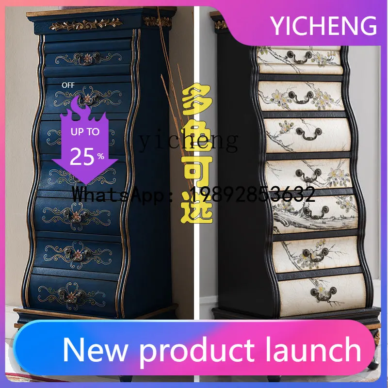 

solid wood storage cabinet TV side cabinet European-style painted locker against the wall foyer entrance cabinet