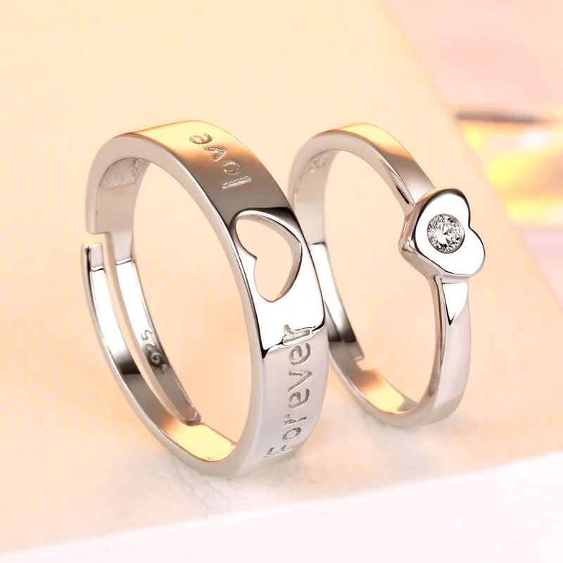 

S925 silver plated 18K gold PT950 platinum hollowed out love couple ring with high-end feel, a pair of niche rings with openings