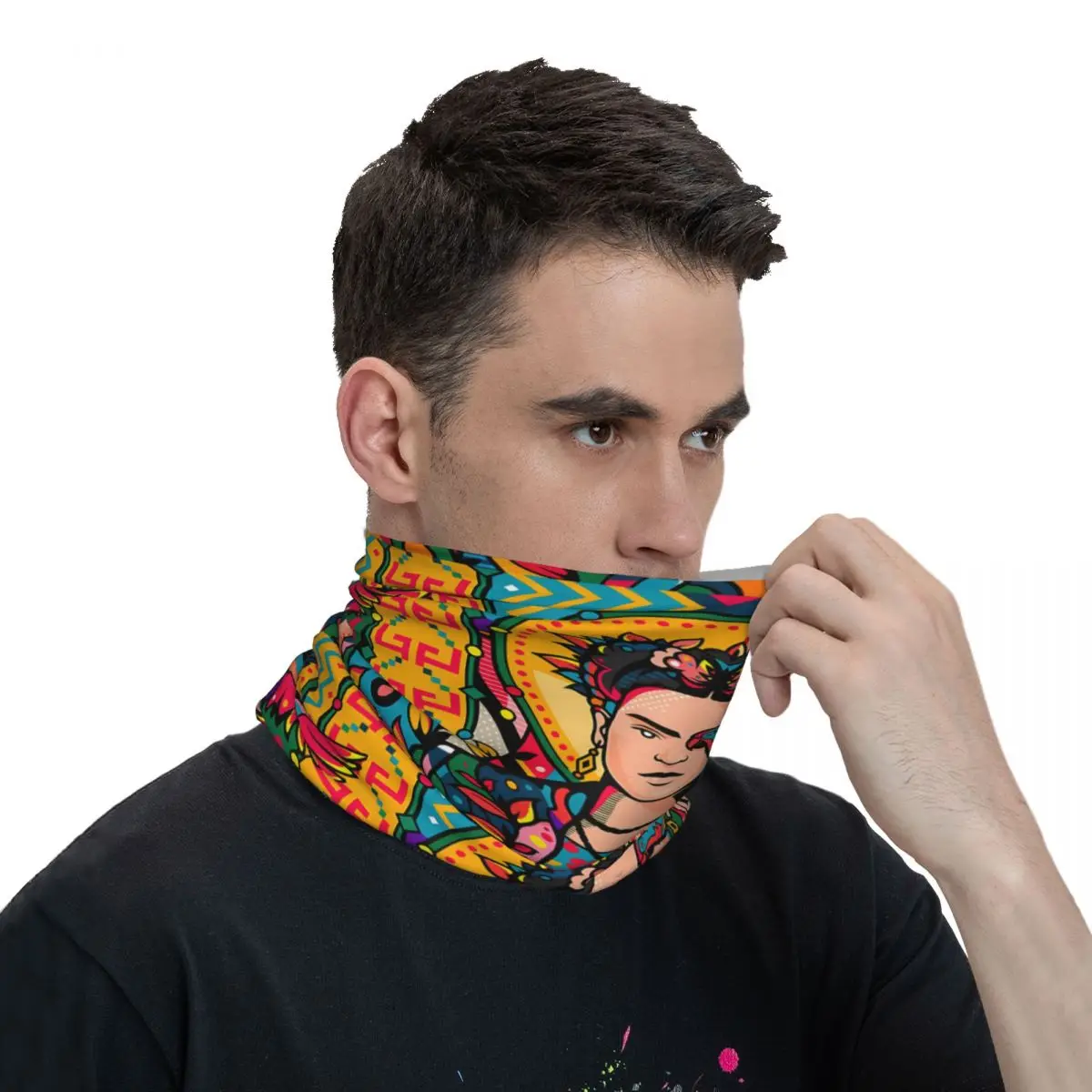 Artistic Features Scarf Neckerchief Neck Face Mask Polyester