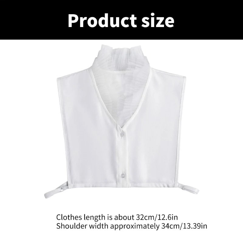 Accesorio para mujer, blusa media camisa con cuello falso malla con volantes extraíble, envío directo