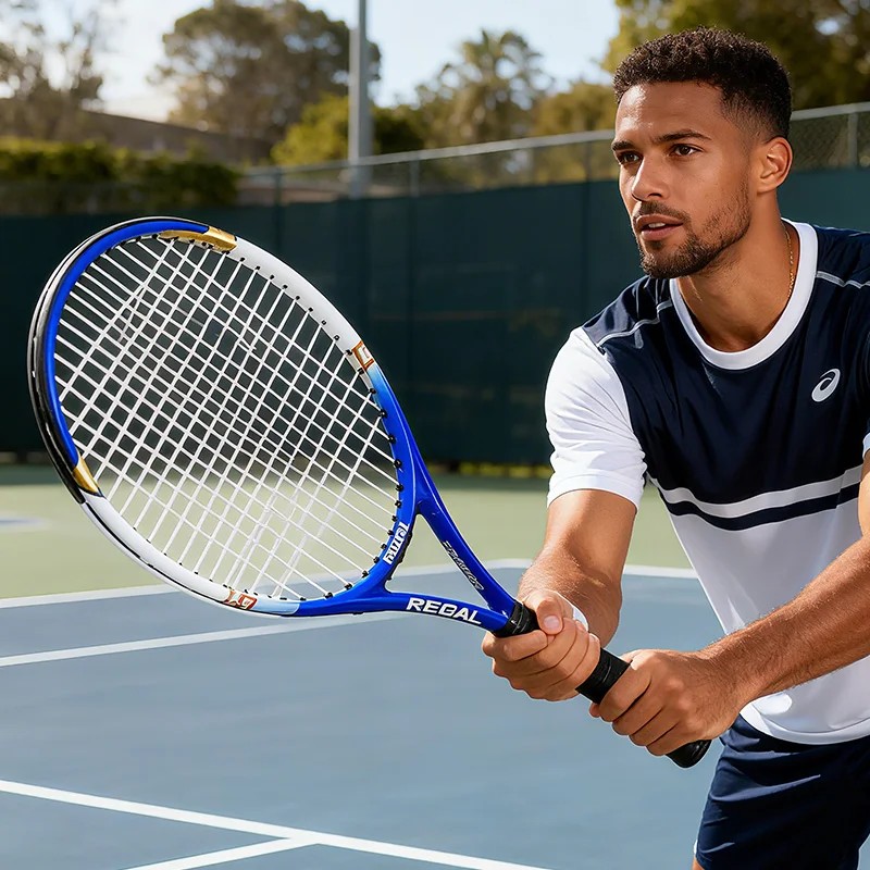 

2 упаковки, теннисная ракетка для взрослых, 27 дюймов, синяя, красная, для подростков, для мужчин и женщин, высокая эластичность, тренировочная веб-камера, профессиональная