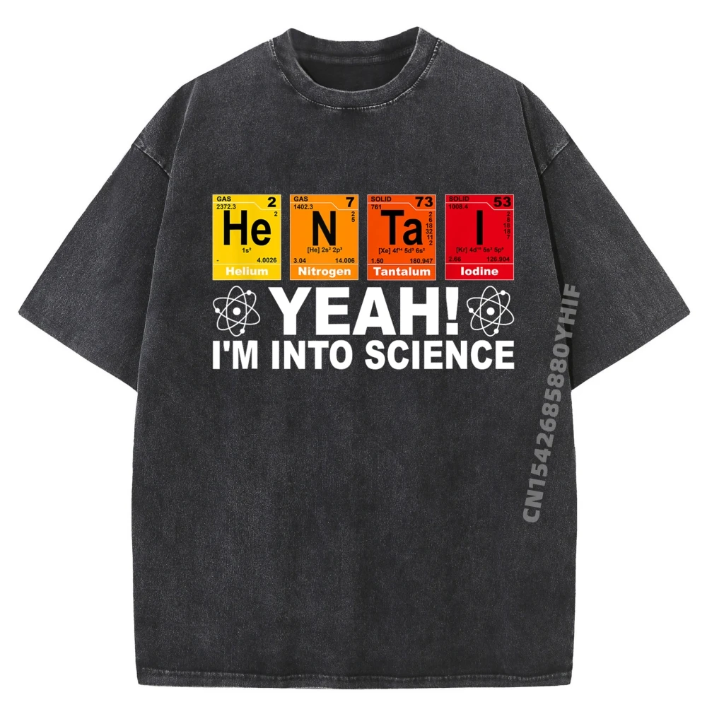 

Mens Classic Washed Shirt Funny Science And Anime Loving Gift Printed T-Shirt Graphic Shirts For Men Loose