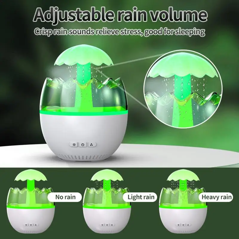 Rainfall Humidifier Cloud 7 Colors Night Light Humidifiers For Bedroom Auto Shut-Off Room Air Diffuser For Sleeping Bedside Mood