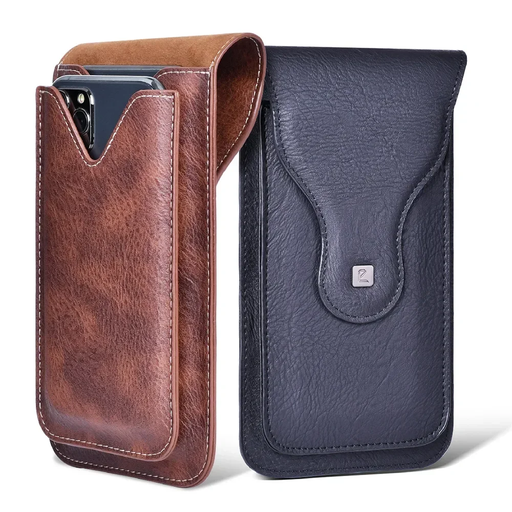 Vintage mobiele telefoon case cover pack mannen PU lederen heuptas met haak clip telefoon holster reizen wandelen mobiele riem zakje portemonnee