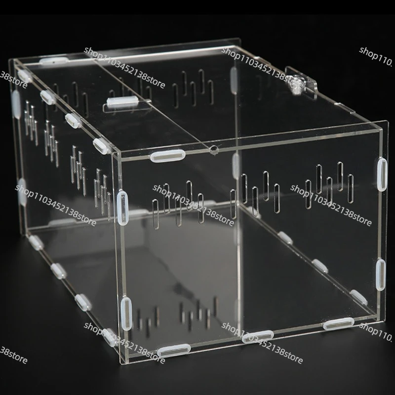 Acrylic Square Transparent Reptile Feeding Box, Simple Terrarium for Rutin Chicken Turtle Crawler, Reptile Breeding Cage
