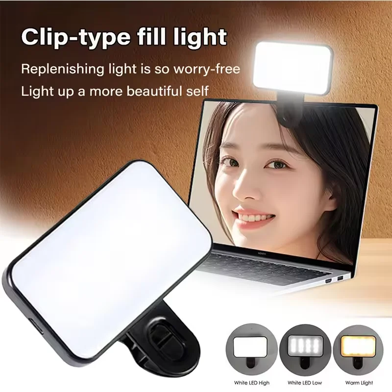 

2pcs Portable Mini Selfie Fill Light 3 Color Temperatures Mini Portable LED Video Light for Live Streaming/Makeup/ Photograph
