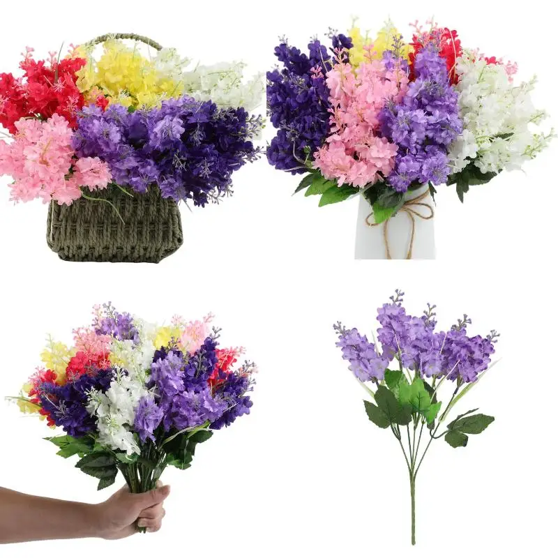 Artificial Hyacinth Lavender Bouquet Fake Flowers For Home Hotel Garden Wedding Decoration Plastic Floral Arrangement