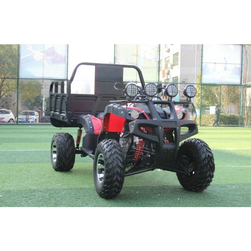 

Beach buggy ATV with cargo bed, farmer vehicle, four-wheel mountain off-road motorcycle with axle rotation differential