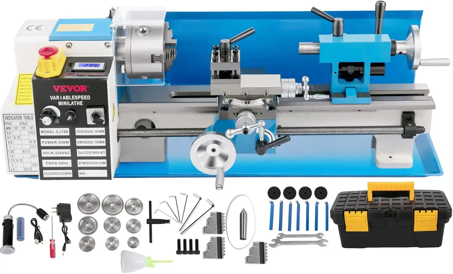 

Mini Metal Lathe, 7"x14", Benchtop Metal Lathe, 550W Variable Speed 2250 RPM Metal Lathe, with 3-jaw Chuck Mini Lathe Machine