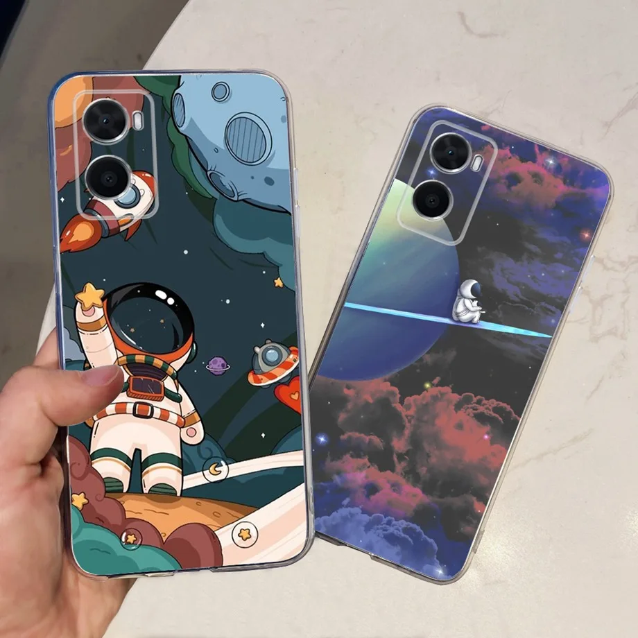 For Oppo A96 Global Version Phone Case Transparent Soft TPU Bumper Cover For Oppo A76 A36 4G Stylish Cute Capas On OppoA96 4G