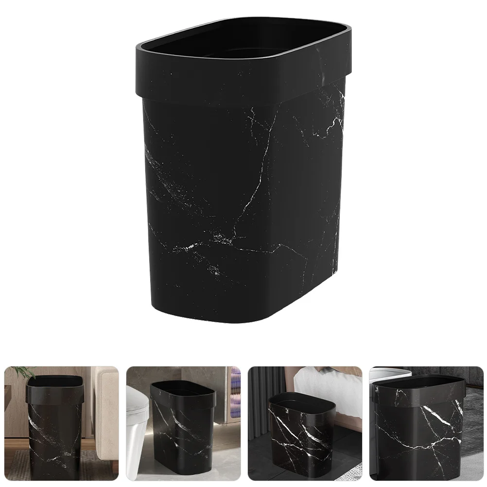 

Marble Design Slim Garbage Container Narrow Gap Trash Bin for Home Kitchen Bathroom Bedroom Office Waste Paper Basket