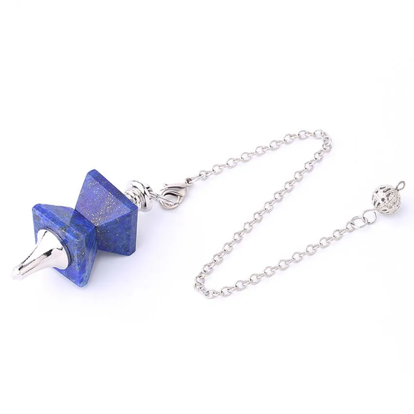 Natural Lapis Lazuli Stone Pyramid Pendulum for Dowsing Divination Blue Crystal Spiritual Healing Pendant Tool
