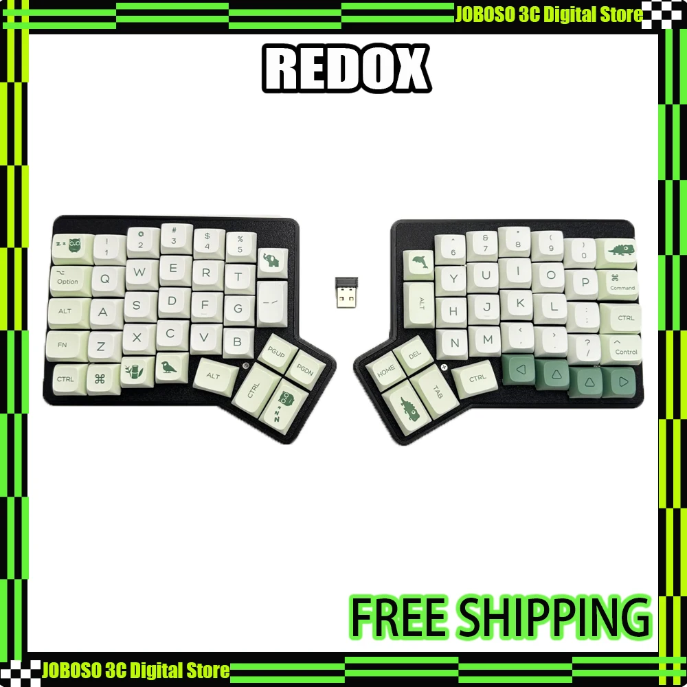Redox Ergodox Wireless Split Mechanical Keyboard PLA Case Hot Pluggable Support VIAL 2.4G Ergo Keyboard Ergonomics Horn