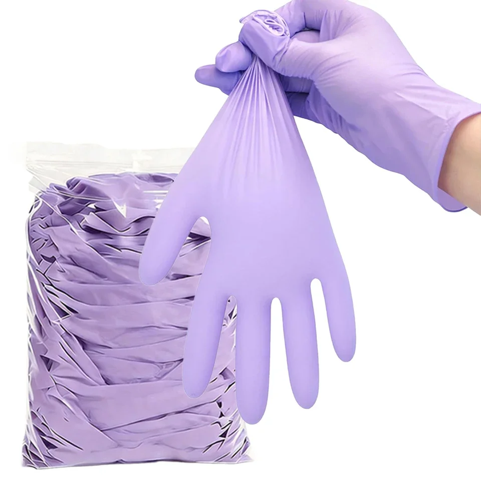50PCS Purple Nitrile Gloves Disposable Nitrile Gloves for Tattoo Studio Cleaning Nail Art Beauty Salon Hair Coloring Supplies