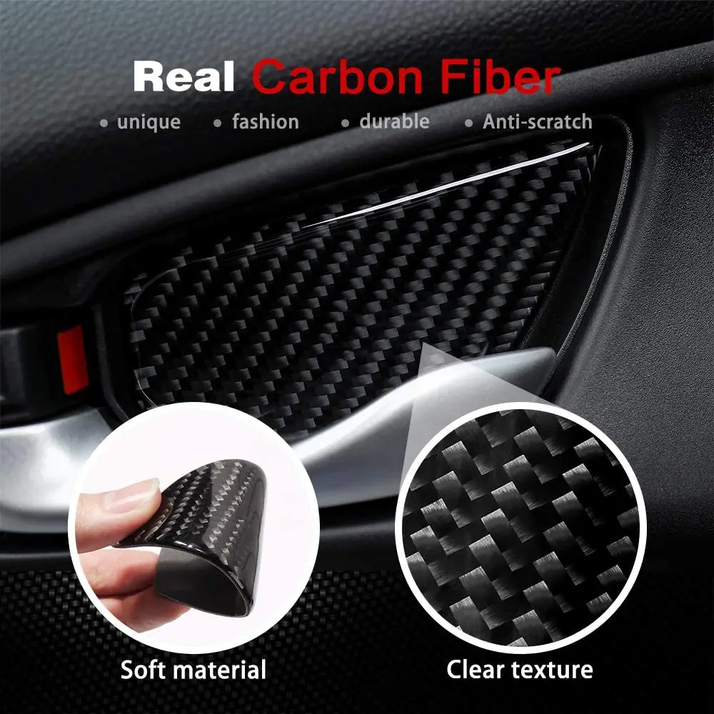 Classic-Car Carbon Fiber Door Wrist Trim Inner Door Handle Decoration Cover For Honda Civic 10Th Gen 2020 2019 2018 2017 2016
