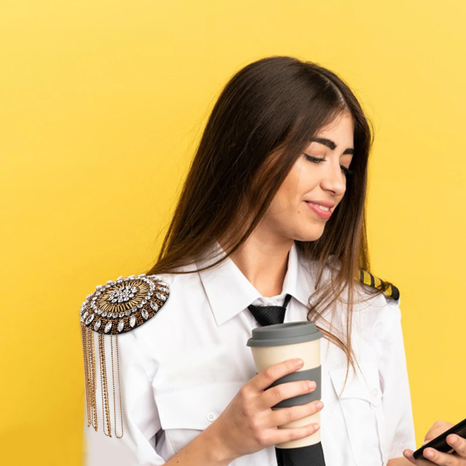 

Tassel Epaulette Rhinestone Chain Shoulder DIY Epaulets Vintage Chic Clothing Accessories Uniform Suit Decoration