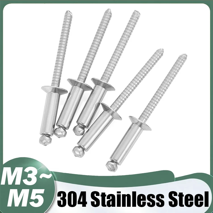 304 Stainless Steel Flat Countersink Head Pop Open Pull Blind Rivets Bolt Dropper Self-plugging Rivet Decoration Nail Blindniete