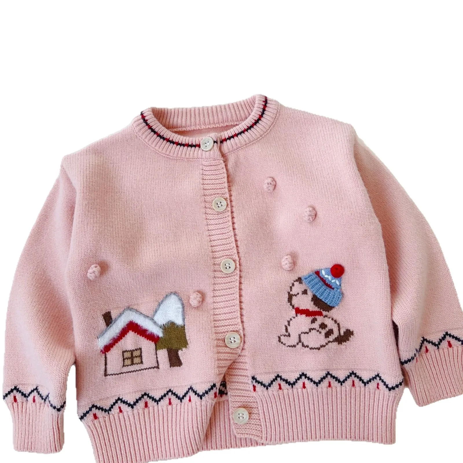 

2025 high-quality autumn new style western-style embroidery versatile baby Warm and brightly colored children's knitted sweater