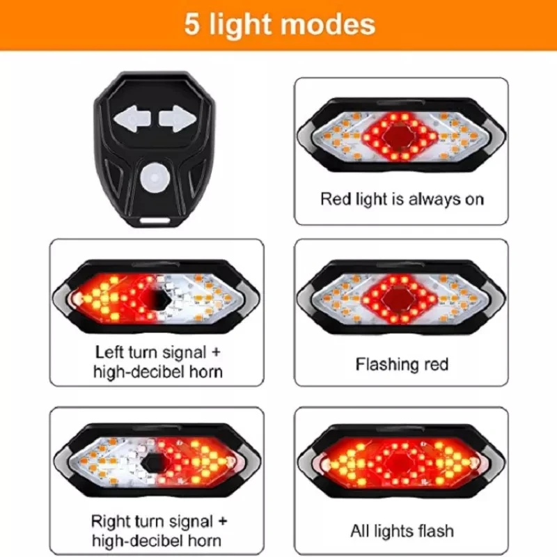 Lámpara trasera inteligente para bicicleta, luces de señal de giro remoto inalámbricas, luz LED trasera para bicicleta de montaña, instalación