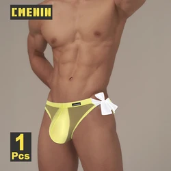 CMENIN Sexy Transparent Men's Briefs Ice Silk Ultra-thin Mens Underpants Men Underwear Gays Low Rise Bows Gays Mens Underpants