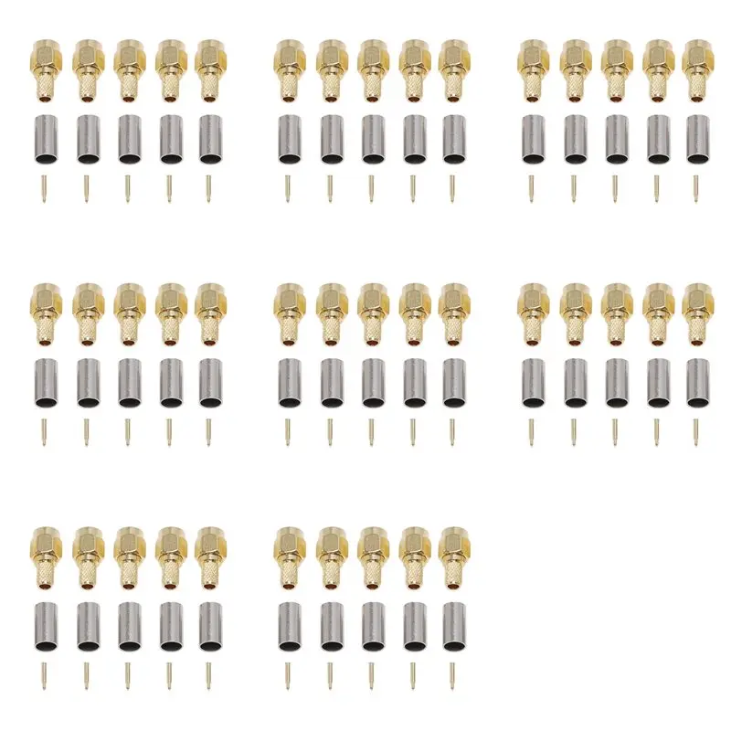 

24-Hour Delivery 40Pcs SMA Male Plug RF Coaxial Connector Crimp For RG58 RG142 RG400 LMR195 RG223