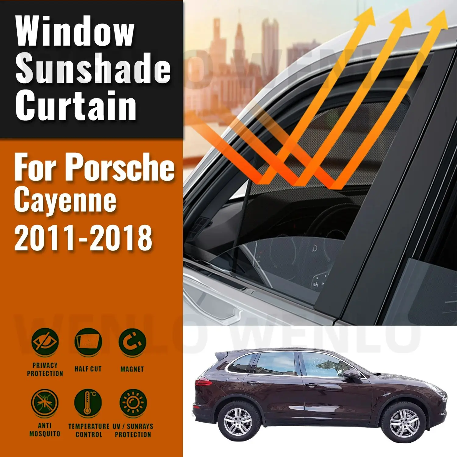 

For Porsche Cayenne 2011-2017 2018 Magnetic Car Sunshade Visor Front Windshield Curtain Rear Side Baby Window Sun Shade Shield