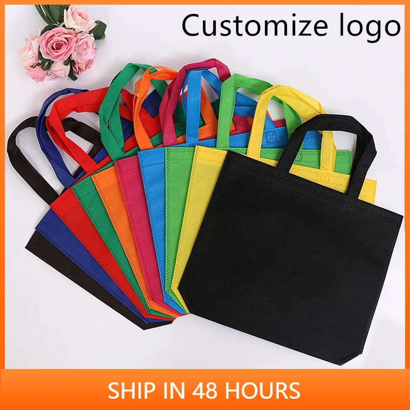 20 pcs custom printed logo gift non woven storage bag/promotion hand handle non-woven cloth bag for fashion/shopping bag