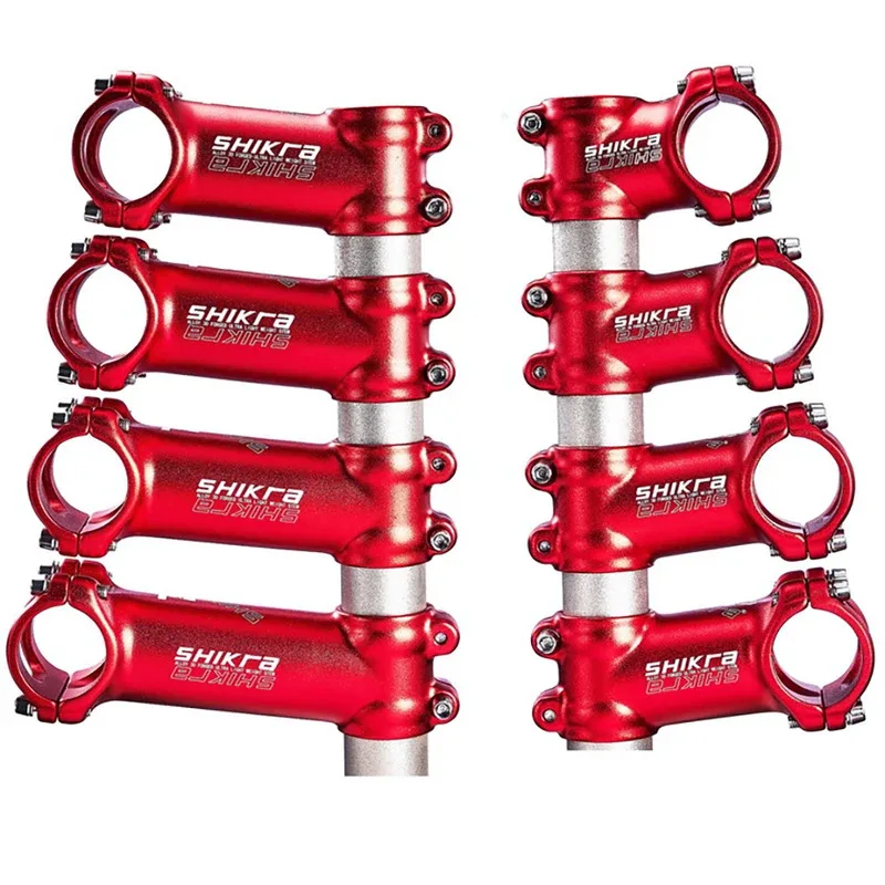 SHIKRA Mountain/Road Bike Stem 7° Aluminum Alloy Ultralight 31.8mm Black/Red 35-110mm Cycling Handlebar Riser