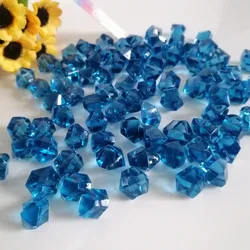 100Pcs Acrylic Stone 11*14mm Peacock Blue Plastic Gems Ice Grains Children Jewels Jewels Ice Counter Crystal Diamond Crafts Bead