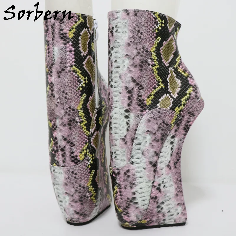 

Sorbern Colorful Python Ballet Boots For Women Heelless Zip Up Short Booties Fetish Sm Boot Custom Multi Colors