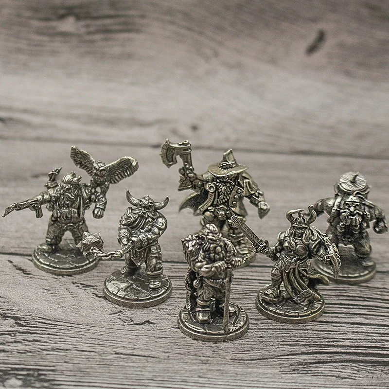 

Vintage White Brass Miniature Dwarf Warrior Statue Desktop Board Game Warrior Model Toy Boys Desk Decorative Ornament Craft Gift