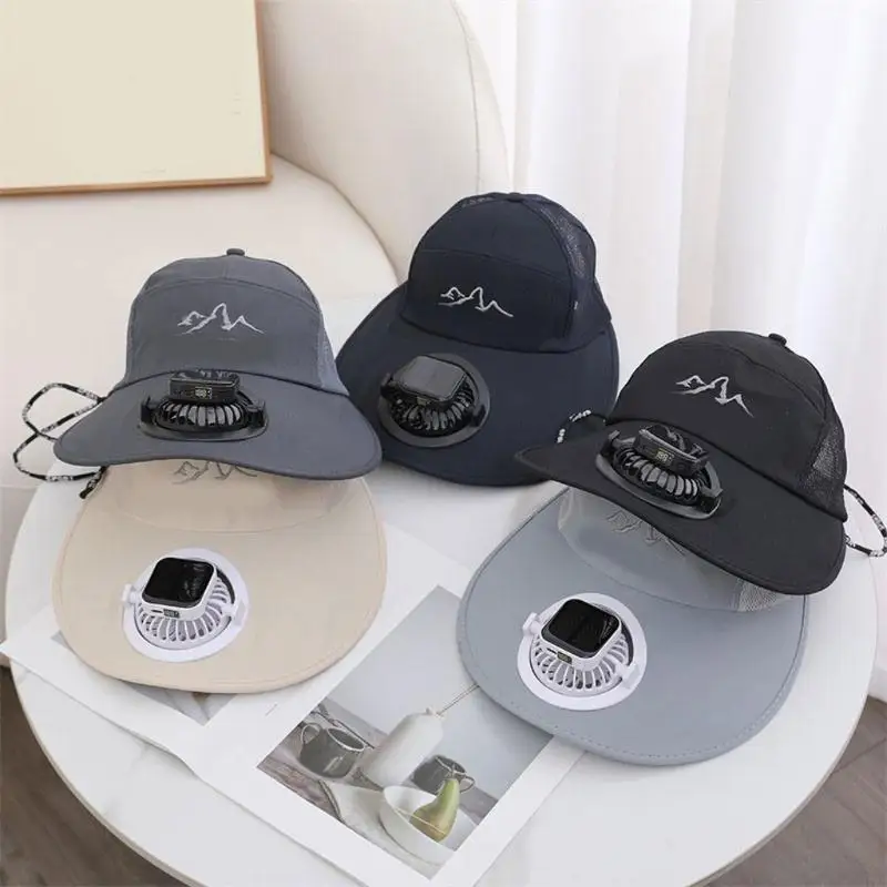 

Adjustable Cooling Fan Hat with Solar Panel USB Charging Auto Speed Fan Sun Hat