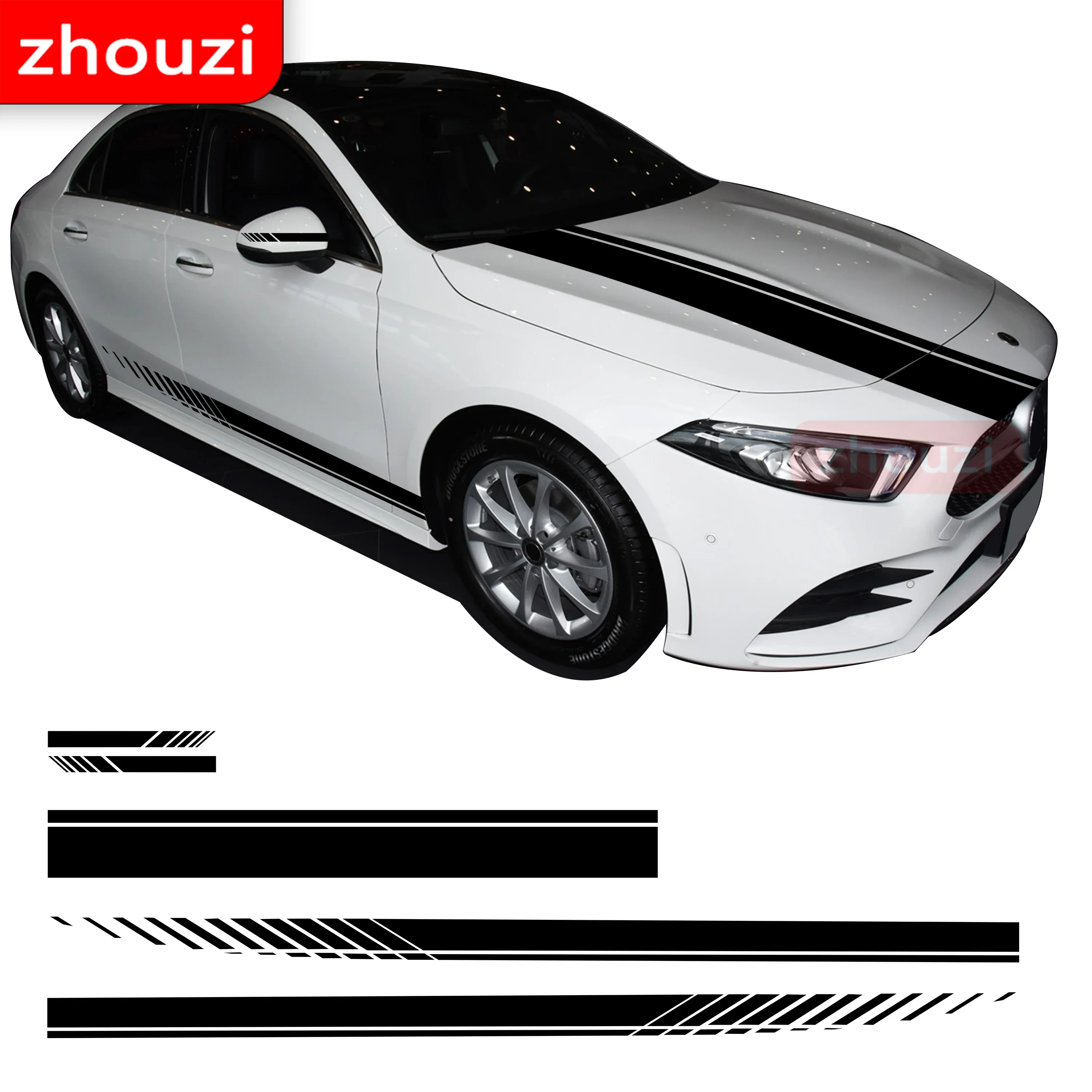 

For Mercedes Benz W176 A Class A180 A200 A250 A45 AMG Car Hood And Door Sticker Edition 1 Style Side Skirt Racing Stripe Decal