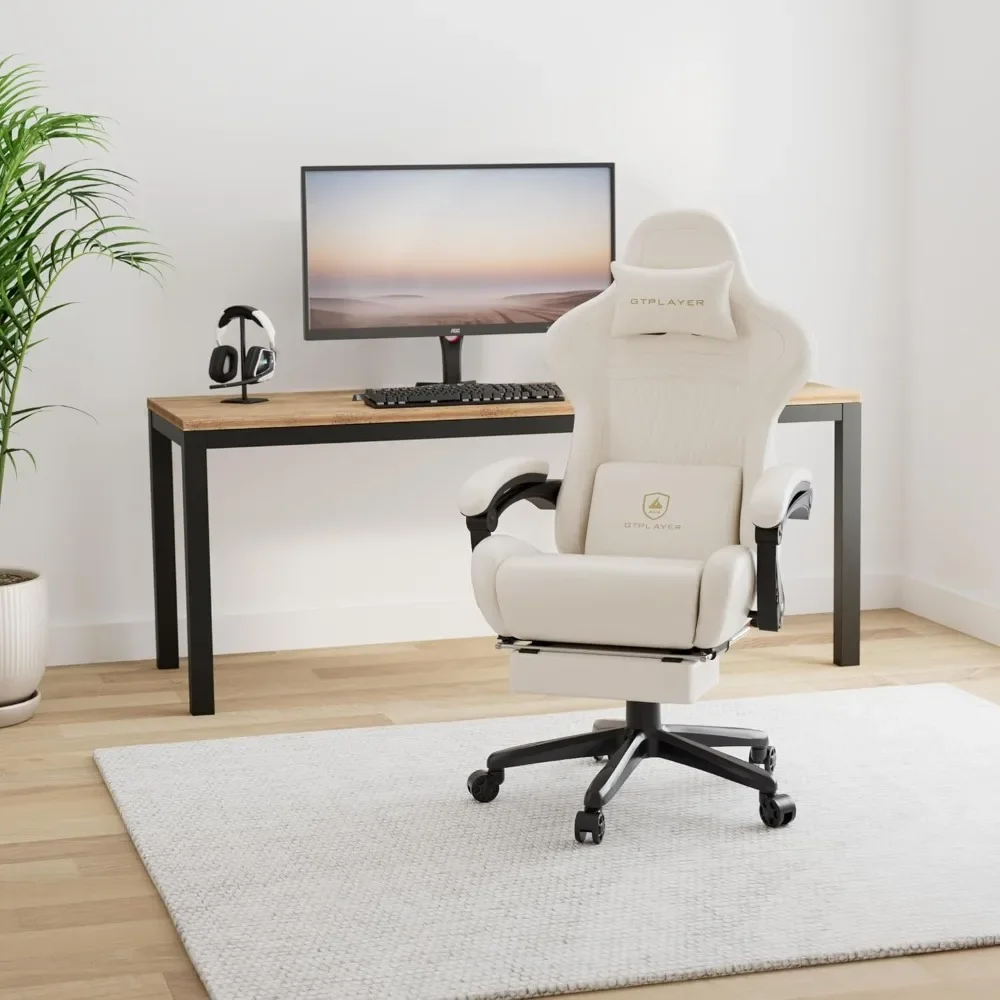 Silla para juegos, silla para computadora con reposapiés y altavoces Bluetooth, silla para juegos ergonómica con respaldo alto